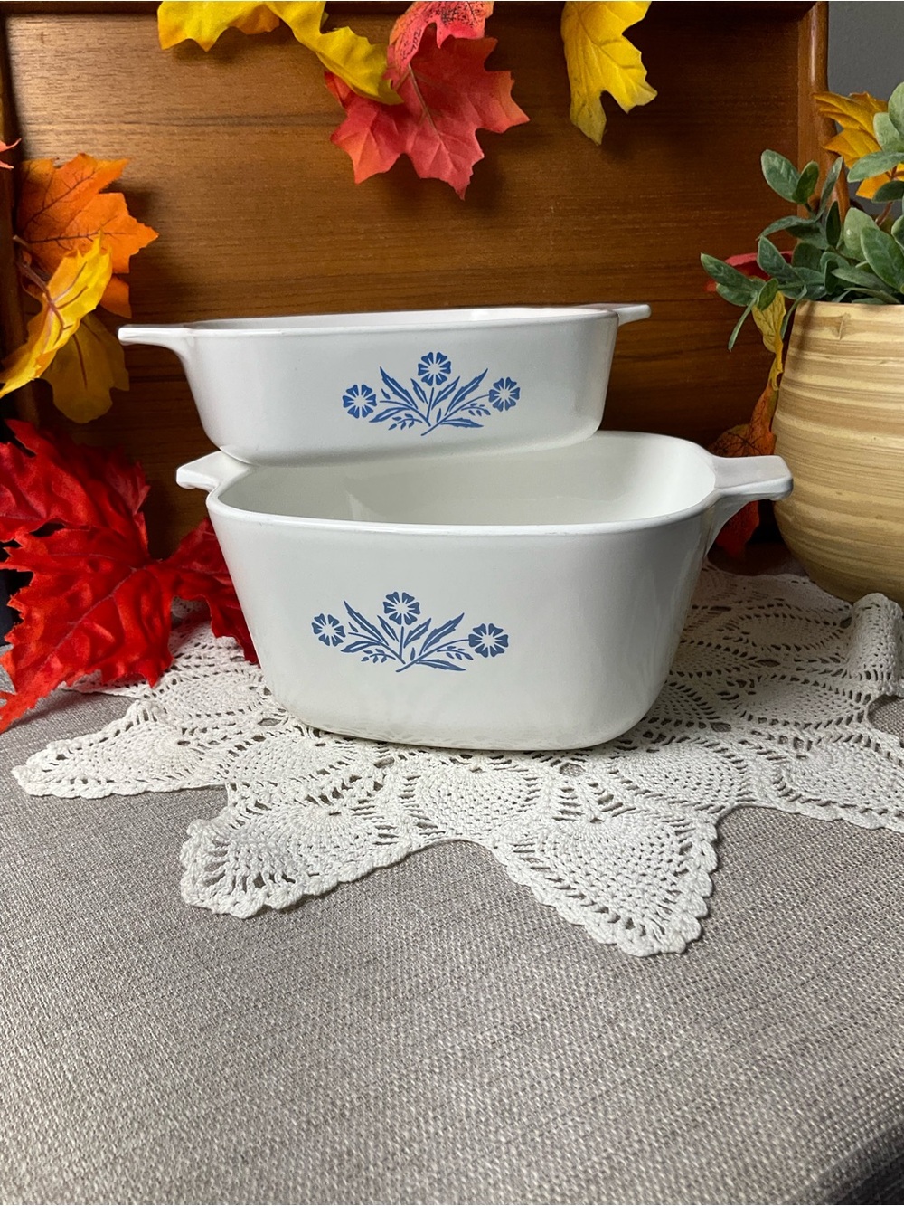 Vintage CorningWare Blue Cornflower Casserole Dishes Set of 2 - No Lids